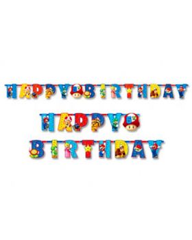 Festone Carta Super Mario Happy Birthday Multicolor