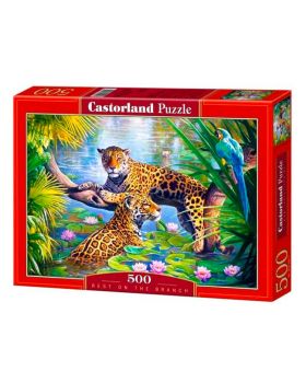 Puzzle Leopardi Sul Ramo 500 Pezzi 47x33 Cm