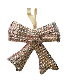 Decorazione Albero Natale Fiocco 3D con Borchie Avorio 11x11cm