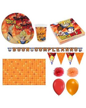 Kit Coordinato Tavola Dragon Ball con Festone e Pom Pom - Vari Formati