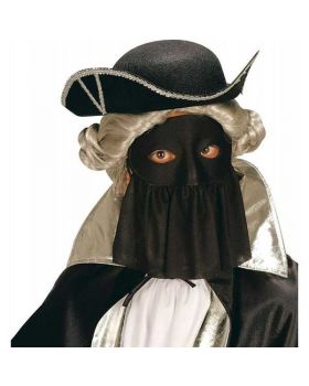 Maschera Domino Nera con Velo Bautta