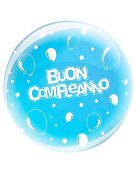 Palloncino Foil Rotondo Trasparente Buon Compleanno 61cm
