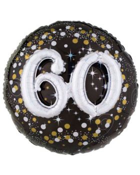 Palloncino Foil Effetto 3D Rotondo con Numero in Rilievo Compleanno 60 Anni 81cm