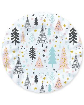 Piatti Fondi Carta Christmas Vibes Alberelli di Natale Pastello