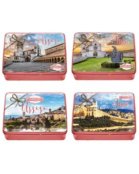 Scatola Latta Caramelle Dure Assortite Cesare Carraro Assisi 300gr