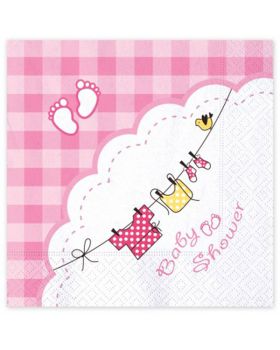 Tovaglioli Carta Baby Shower Vestitini Appesi Rosa