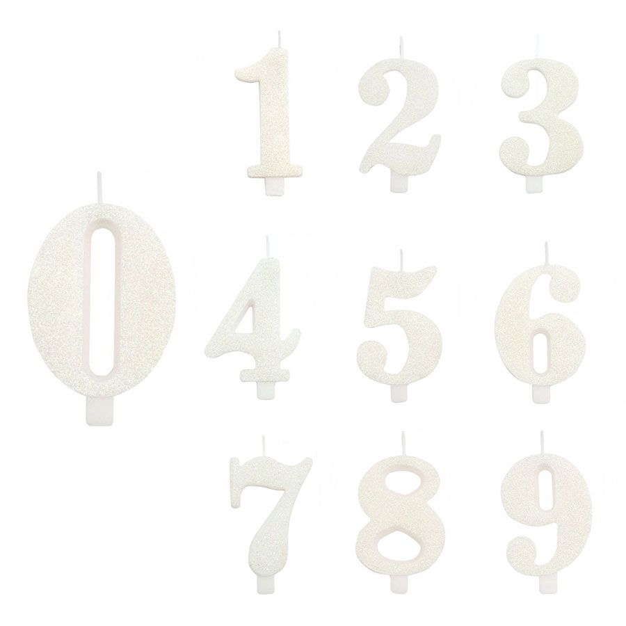 Candelina Torte Numero Bianco Glitter 9,5cm