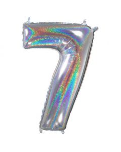 Palloncino Foil Numero Holo Effetto Glitter 90cm Argento