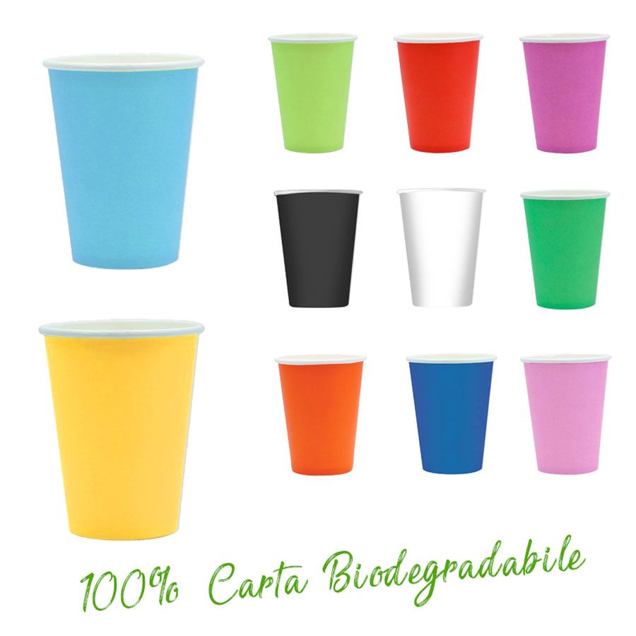 Bicchieri in Carta 100% Biodegradabile Colorati Ecolor Scelta Naturale