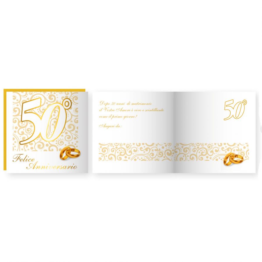 Biglietto Auguri Musicale Con Busta 50 Anniversario Nozze Oro 15x15cm