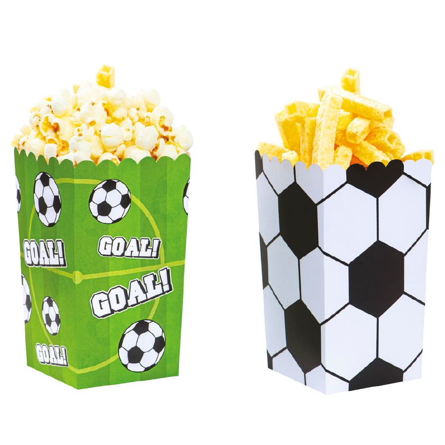 Box Contenitori Pop Corn o Patatine Palloni da Calcio Goal Decora 6pz