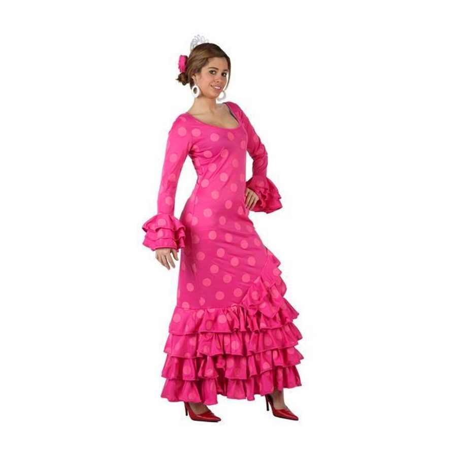 Costume Spagnola Ballerina Flamenco Fucsia Donna
