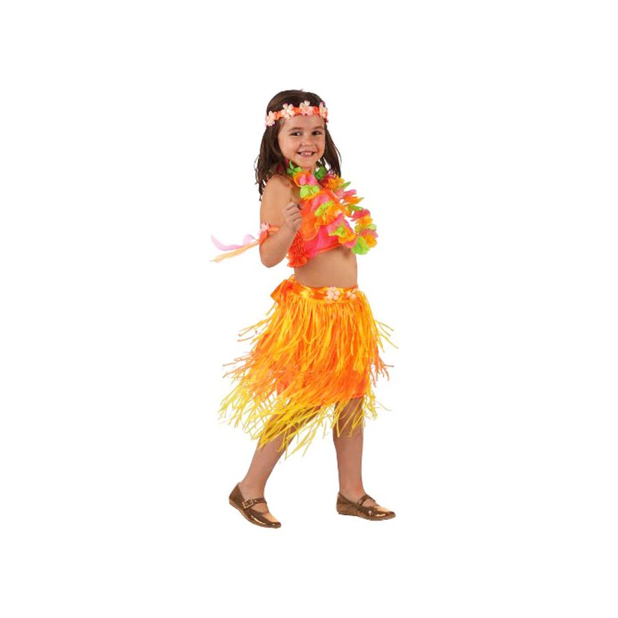 Costume Hawaiana Arancione Bambina