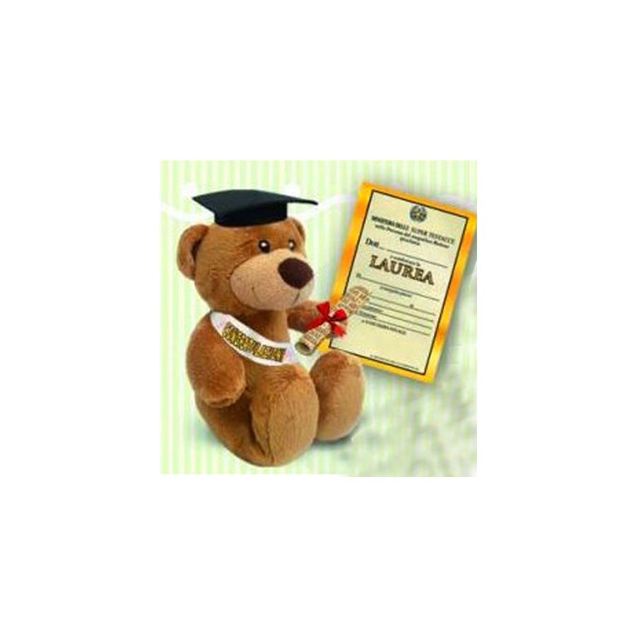 Orsetto Peluche Laurea con Fascia e Diploma 15cm