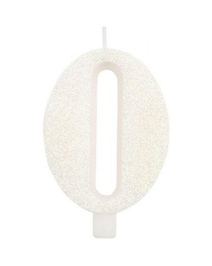 Candelina per Torte Numero Glitter Bianco 9,5cm