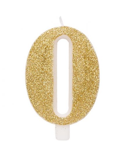 Candelina per Torte Numero Glitter Oro 9,5cm