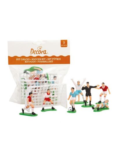 Set Calcio per dolci e torte 7 giocatori + 2 porte