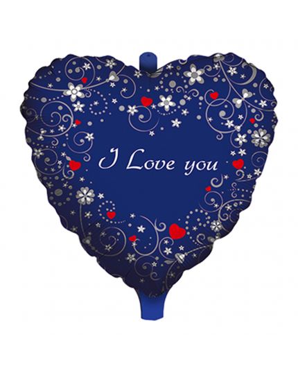 Palloncino Mylar Cuore Blu Con Scritta I Love You 