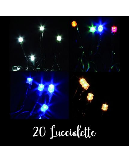 Filo Nero 20 Lucciolette LED Colorate 190 Cm