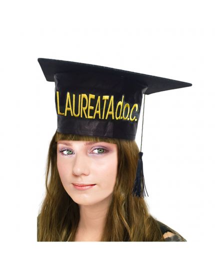 Tocco Cappello Laurea con Scritta Oro Laureata DOC