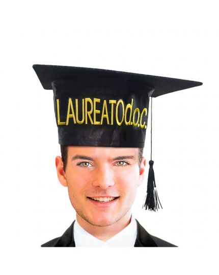 Tocco Cappello Laurea con Scritta Oro Laureato DOC