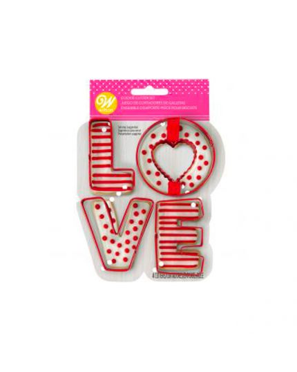 Set 4 Tagliabiscotti in Metallo LOVE
