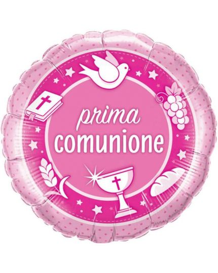 Palloncino Mylar Comunione Celeste - Rosa 22cm 