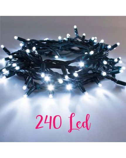 Filo Verde Scuro 240 Luci LED Bianco Freddo 12 Metri