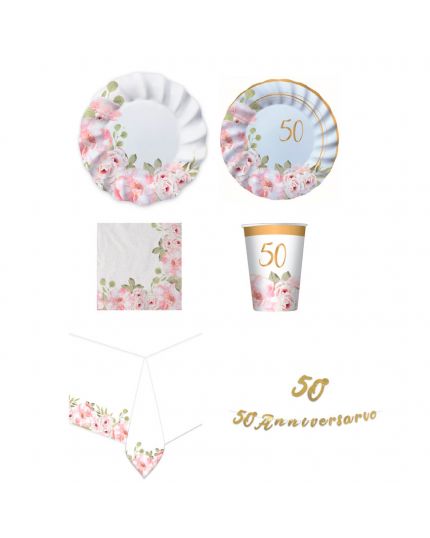 Kit Coordinato Tavola 50° Anniversario Nozze D'Oro