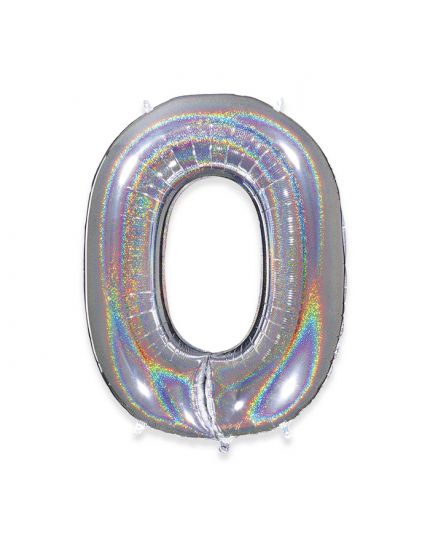 Palloncino Mylar Numero Argento Glitter 102cm