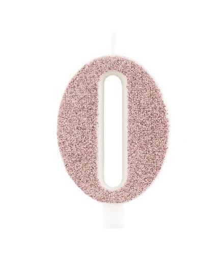 Candelina per Torte Numero Glitter Oro Rosa 9,5cm