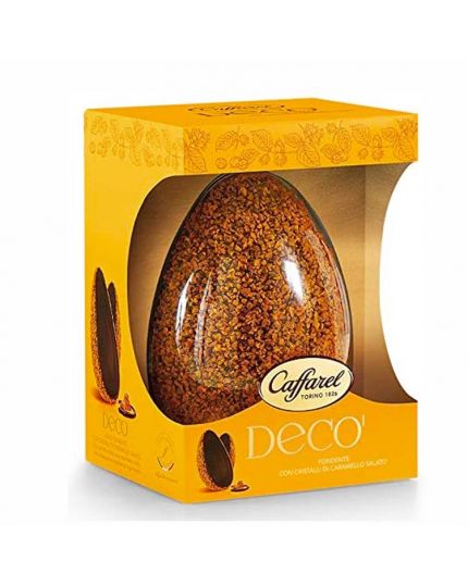 Uovo Pasqua Decò Fondente con Cristalli di Caramello Salato Caffarel 455 Gr