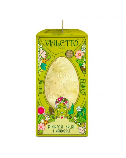 Uovo Pasqua Cioccolato Bianco Decorato a Mano Vialetto 300Gr