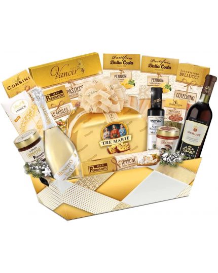Cesto Natalizio Bianco Natale 16 Pezzi