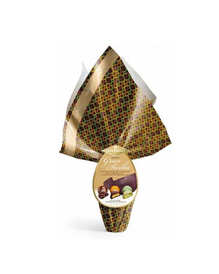 Uovo Gran Sicilia con Cioccolato Extra Fondente e Granella di Cioccolato di Modica I.G.P. 250gr Condorelli 