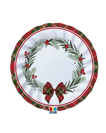 Piatti Carta Natale Tartan Holly