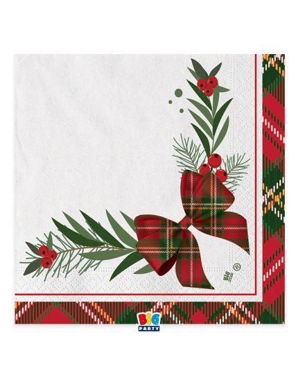 Tovaglioli Carta Natale Tartan Holly