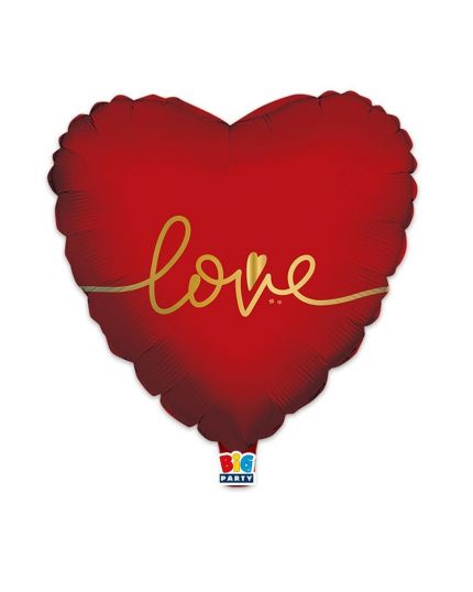Palloncino Foil Cuore Rosso con Scritta Love
