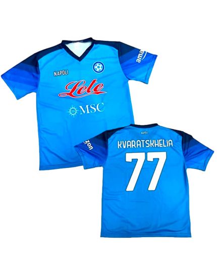 Maglietta Ufficiale Kvaratskhelia N°77 Squadra SSC Napoli Uomo e Bambino