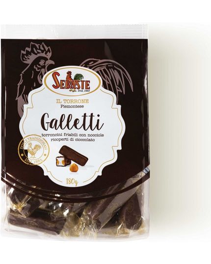 Torroncini Friabili Galletti Ricoperti di Cioccolato Extra Fondente 180g Sebaste