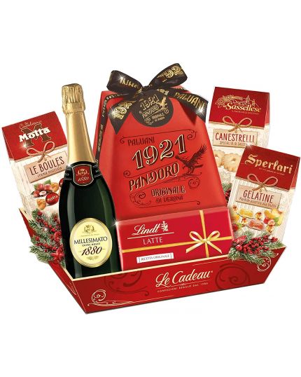 Cesto Natalizio Agrifoglio Le Cadeau 7 Pezzi