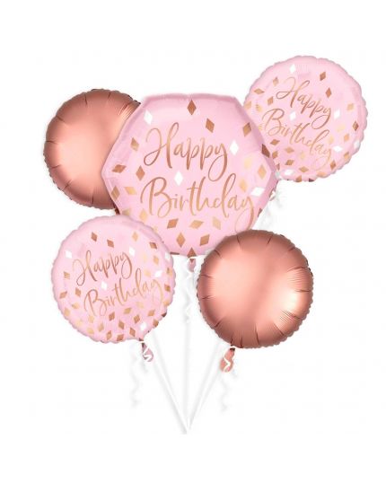 Bouquet Palloncini Happy Birthday Gold 5pz