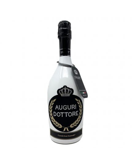 Vino Spumante White Auguri Dottore con Strass Swarovski Swart 75cl
