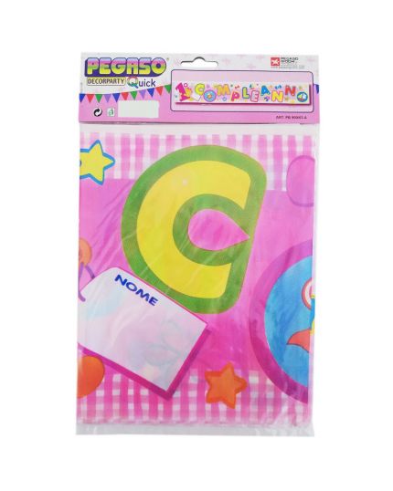 Festone Banner Primo Compleanno Rosa Personalizzabile con Nome