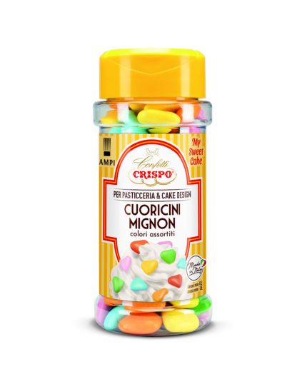 Mini Decorazioni Zucchero Cuoricini Mignon Colori Assortiti Crispo 85gr