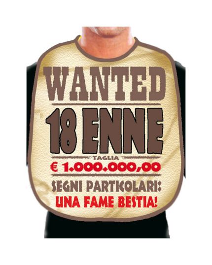 Bavaglione Scherzo Divertente Wanted 18enne