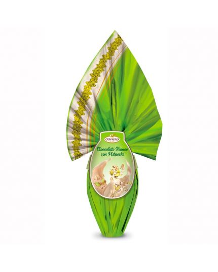 Uovo Pasqua Cioccolato Bianco con Pistacchi Oliviero 400gr