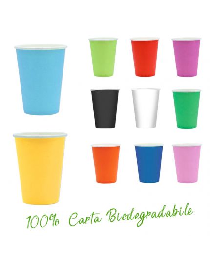 Bicchieri in Carta 100% Biodegradabile Colorati Ecolor Scelta Naturale