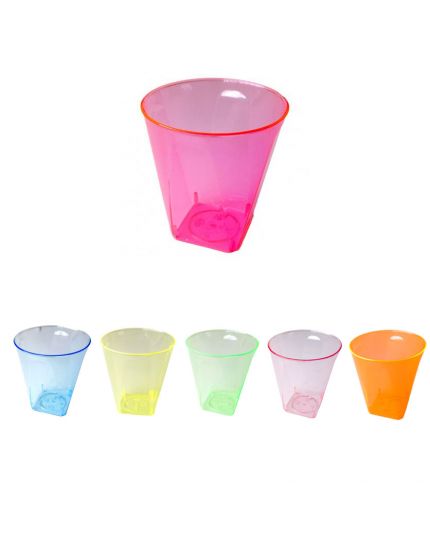 Bicchierini 2oz Shot Chupito in Pvc Rinforzato Trasparenti Colorati Sweeping Party 12pz