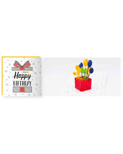 Biglietto Auguri Origami con Busta Happy Birthday Balloon con Suoni 15x15cm